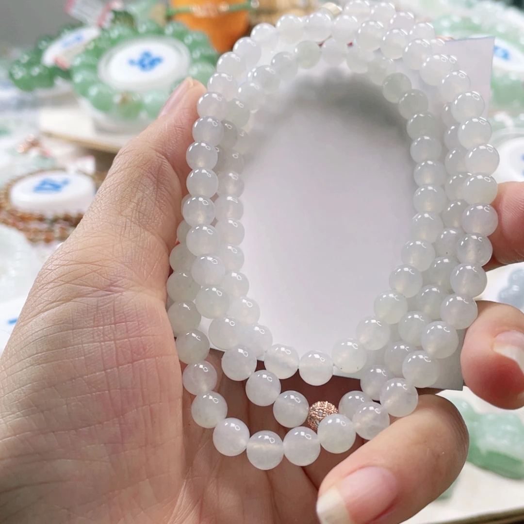 翡翠未镶嵌手链珠链j6.9