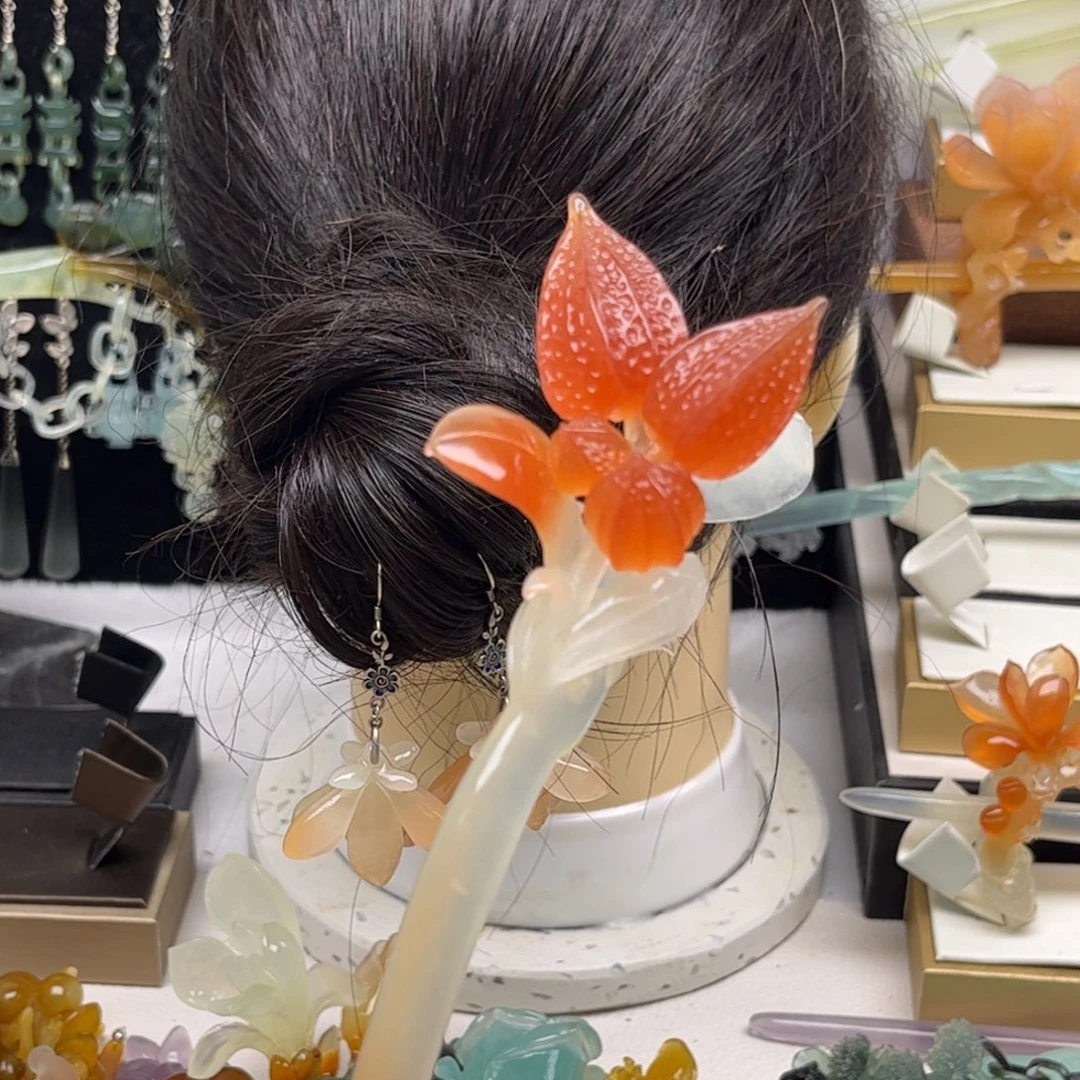 达***呆蛇纹石玉合金发簪