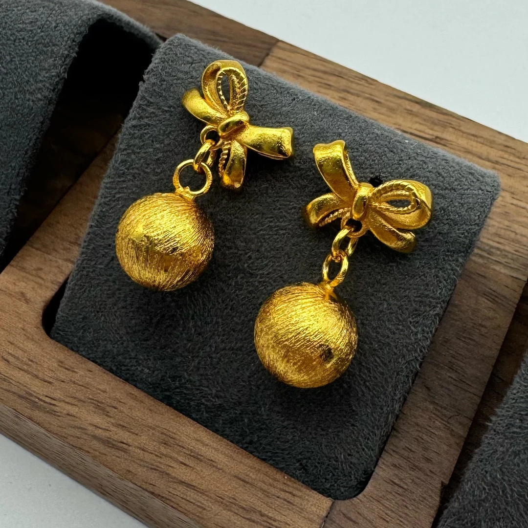 钨合金耳饰 气质轻奢时尚复古法式古法金色磨砂FXW-6032耳钉