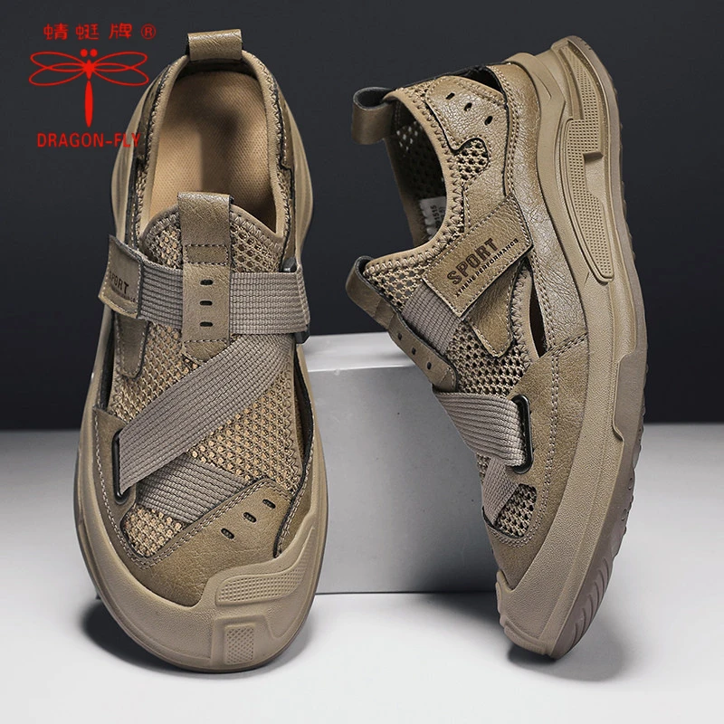 蜻蜓牌越南凉鞋男外穿防滑防臭包头男男款鞋子男士男士外穿拖鞋