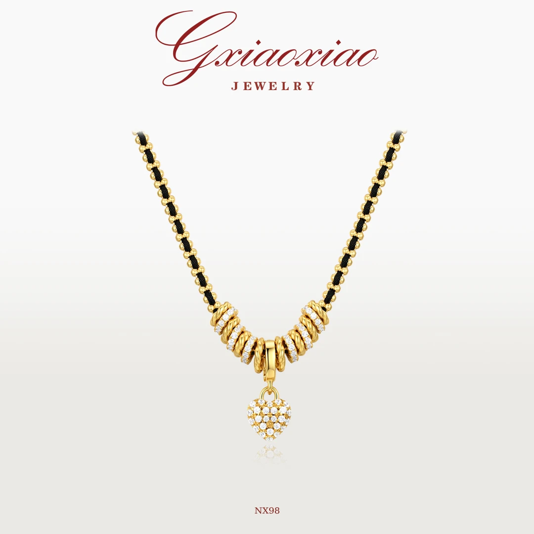 G XIAOXIAO 925银【心韵星耀】气质复古高级酷飒爱心项链 NX98