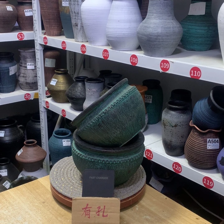 【闪购商品】红陶粗糙盆有孔高12口17