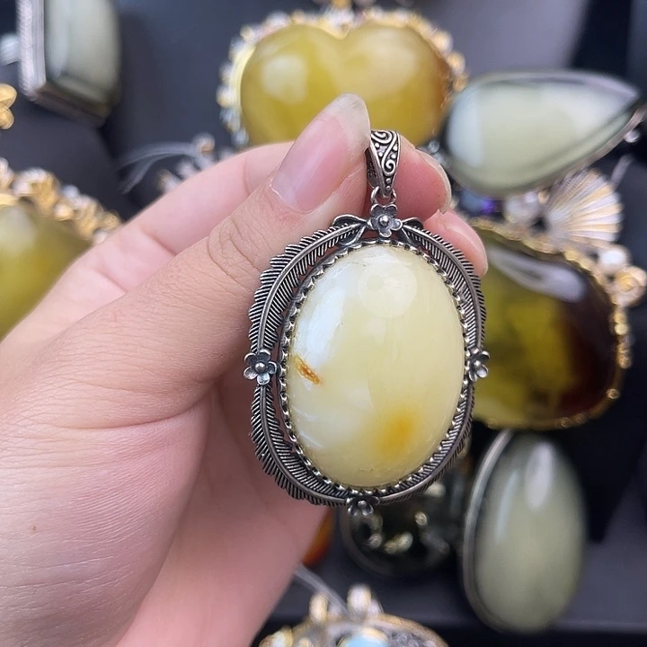 琥珀银S925镶嵌裸石