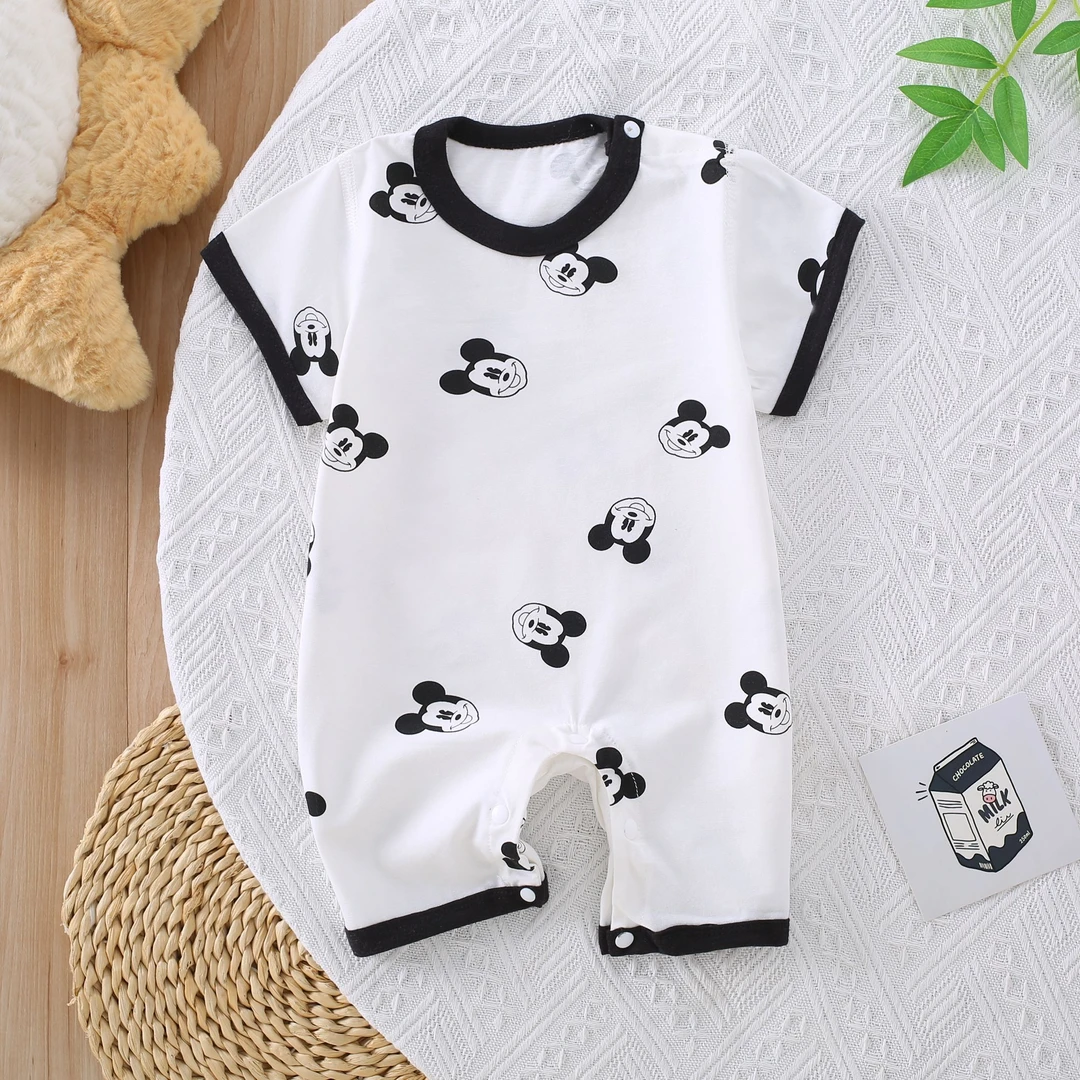 婴幼儿夏季超薄纯棉短袖短爬连体柔软凉快爬服男女宝宝好看