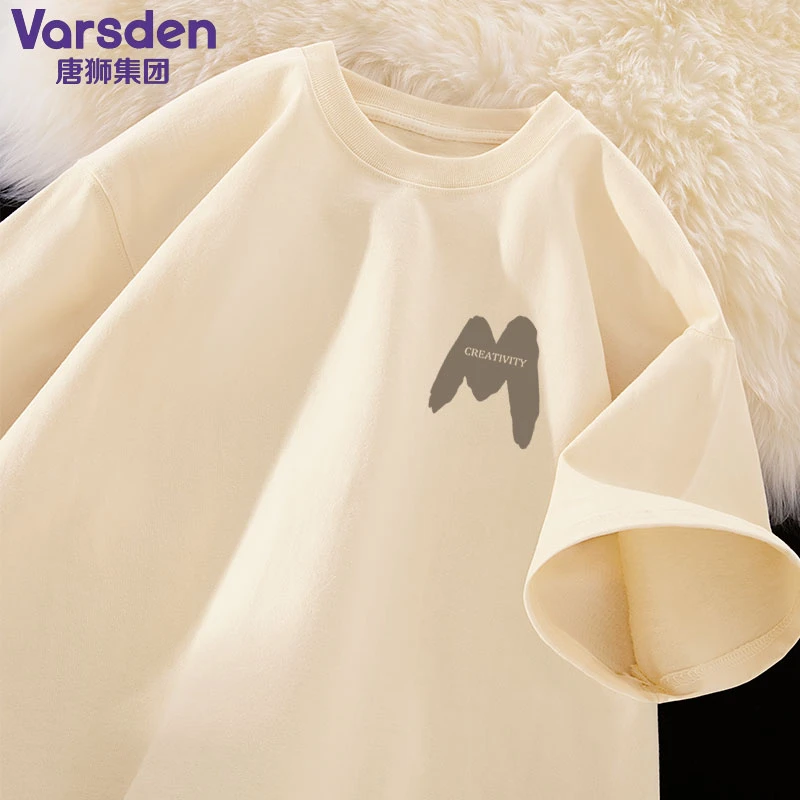 唐狮集团Varsden短袖t恤男2025新款夏季男生时尚流行重磅纯棉体恤