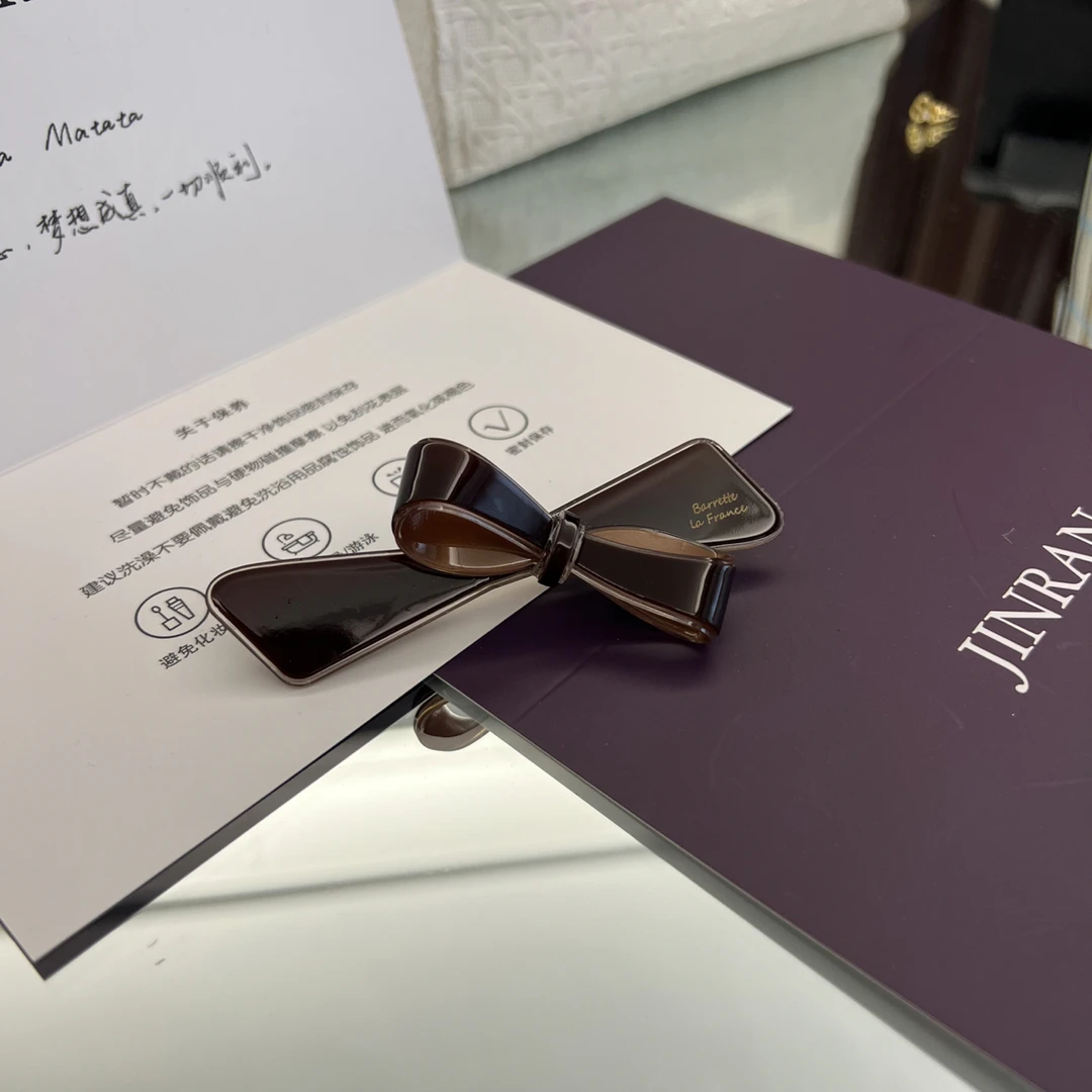 JINRAN法式金标字母蝴蝶结发夹