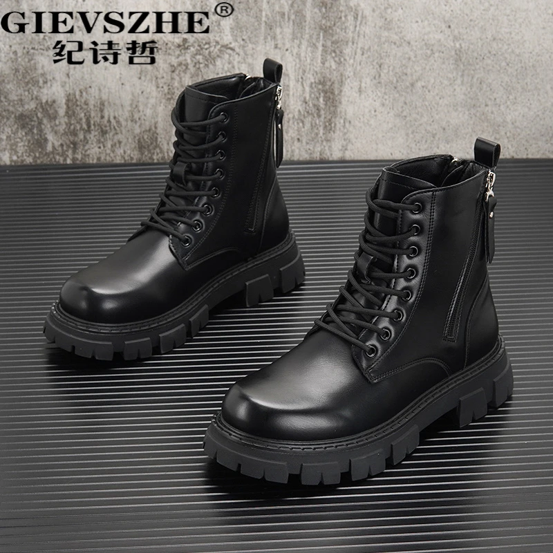 纪诗哲马丁靴男英伦风百搭新款工装皮靴秋冬英伦风男款低帮马丁靴