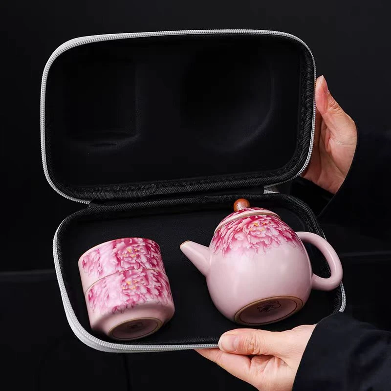 Y—051汝窑旅行茶具套装便携式快客杯户外露营泡茶壶茶杯