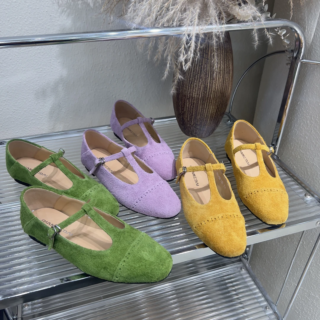 （康哥女鞋）春季新款时尚小众洋气潮流侧口一脚蹬女单鞋平底宽脚