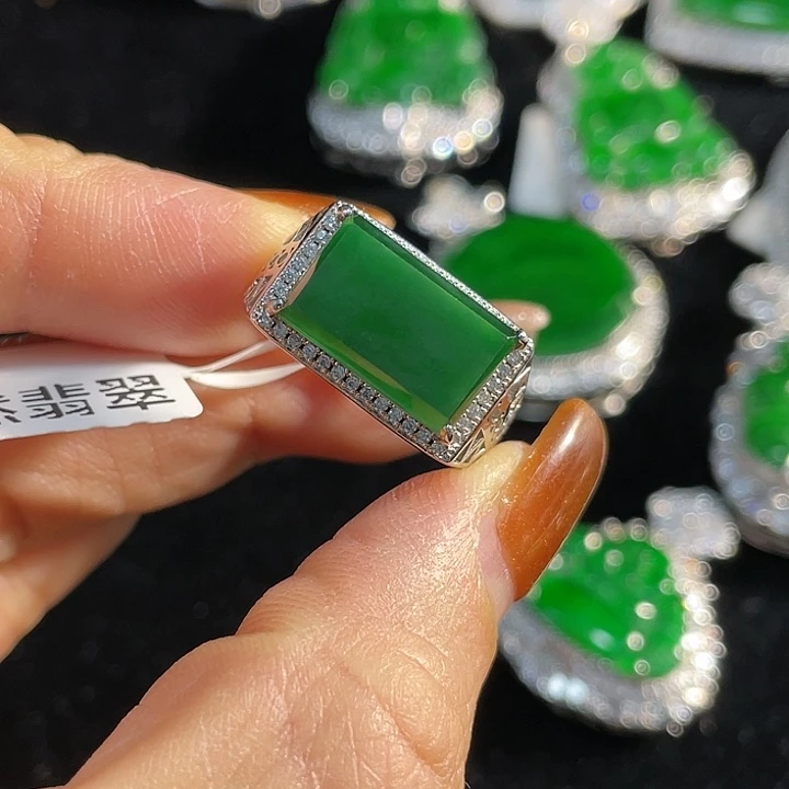 翡翠银S925镶嵌戒指翡翠