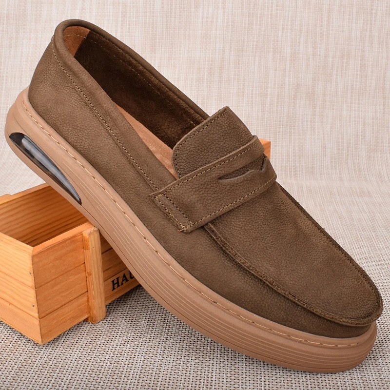 ICCLEK透气单层男鞋软面开车一脚蹬豆豆鞋复古舒适软底休闲皮鞋