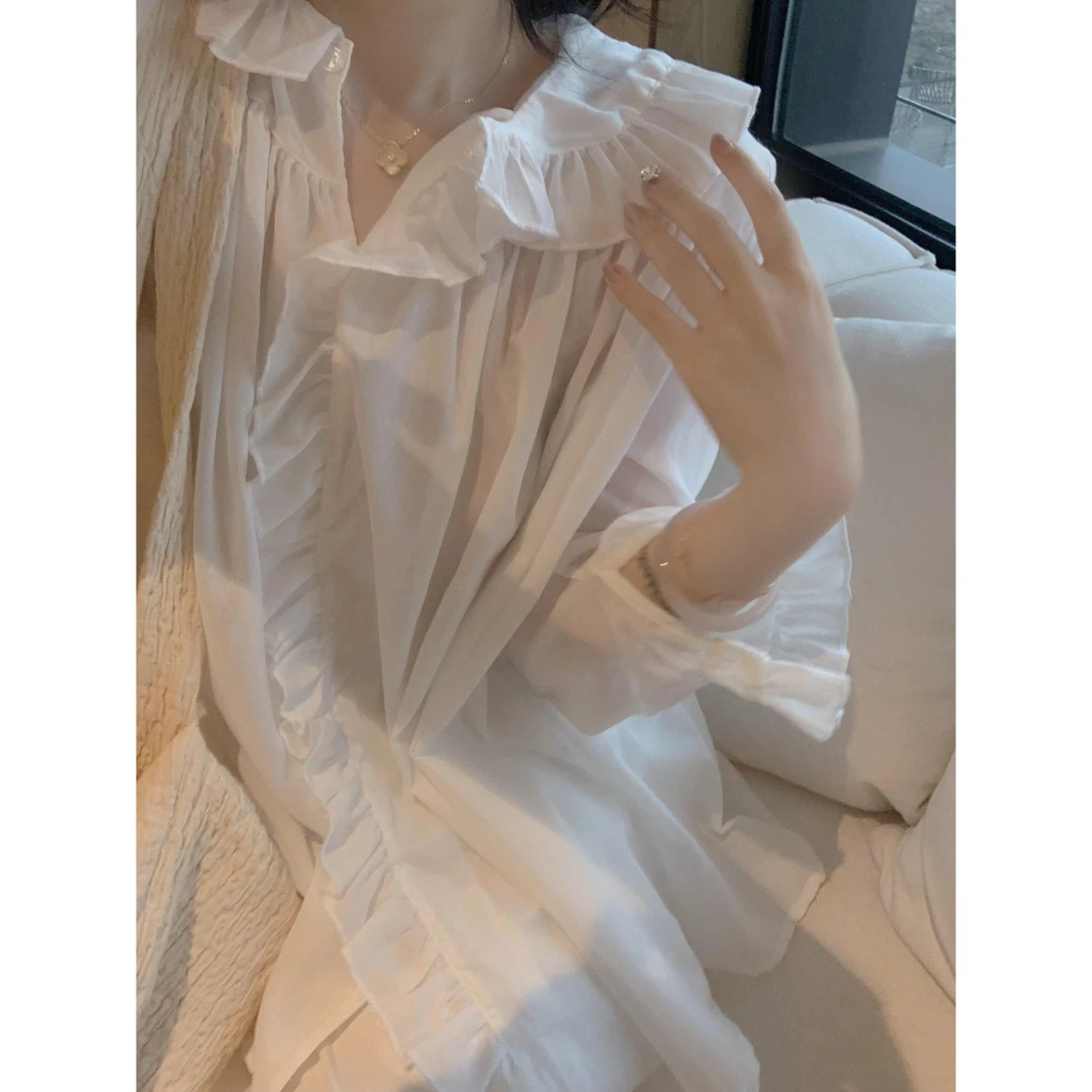 城南边儿9.13棉花糖系列~朵私服宽松花边重工衬衫上衣
