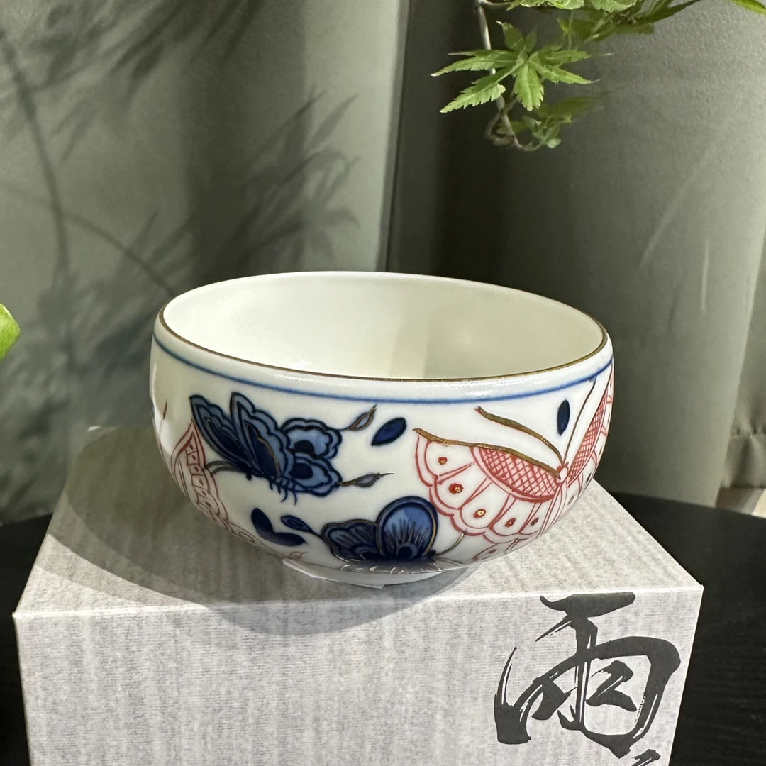 【雨溪山房】描金彩蝶芳华主人杯0072