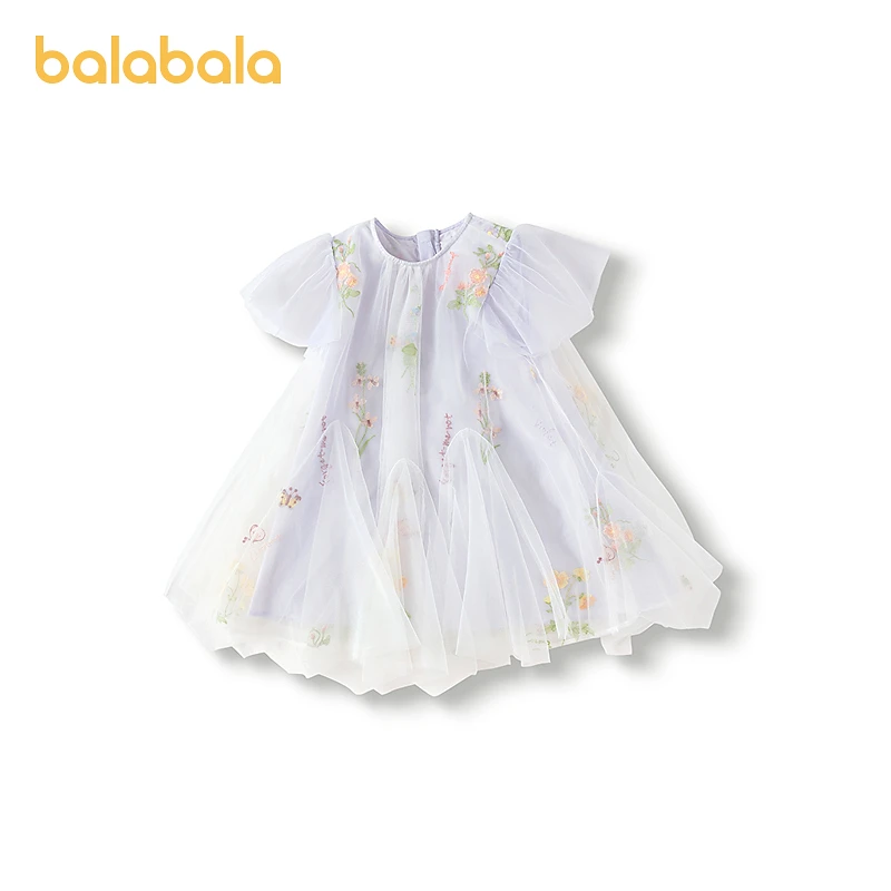 巴拉巴拉女童连衣裙儿童裙子夏装小童网纱绣花甜美公主裙时尚洋气
