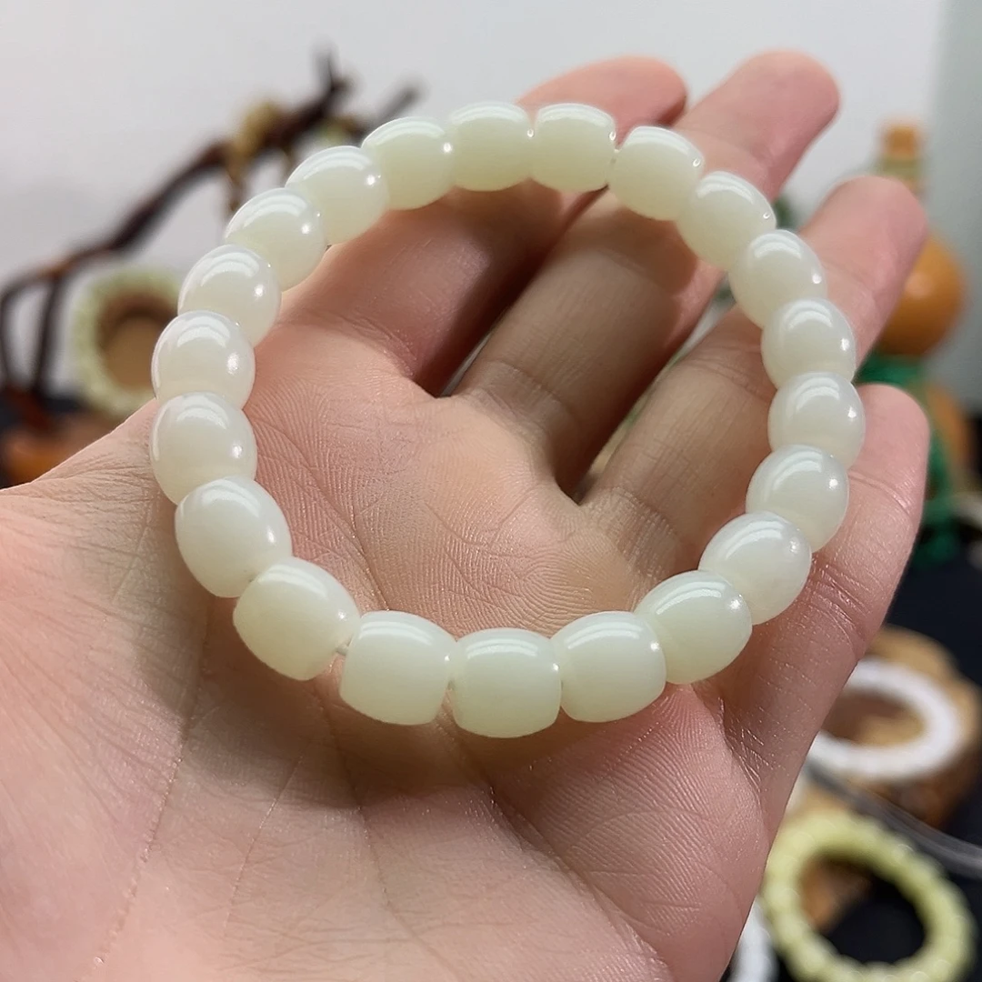 和田玉未镶嵌颈饰新疆-白玉-老型直切手串-10mm