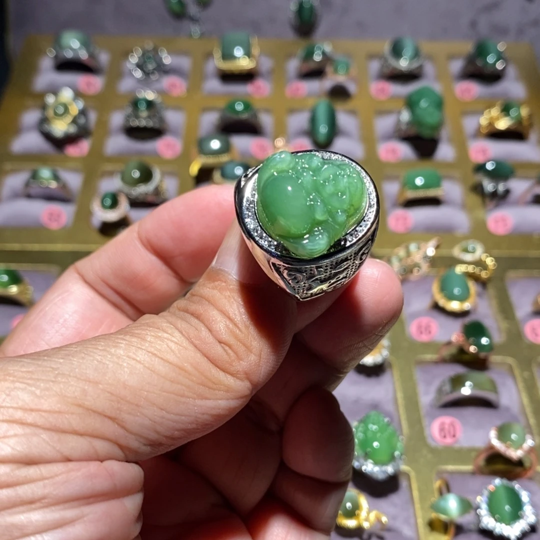 和田玉（碧玉）戒指未镶嵌啊****线