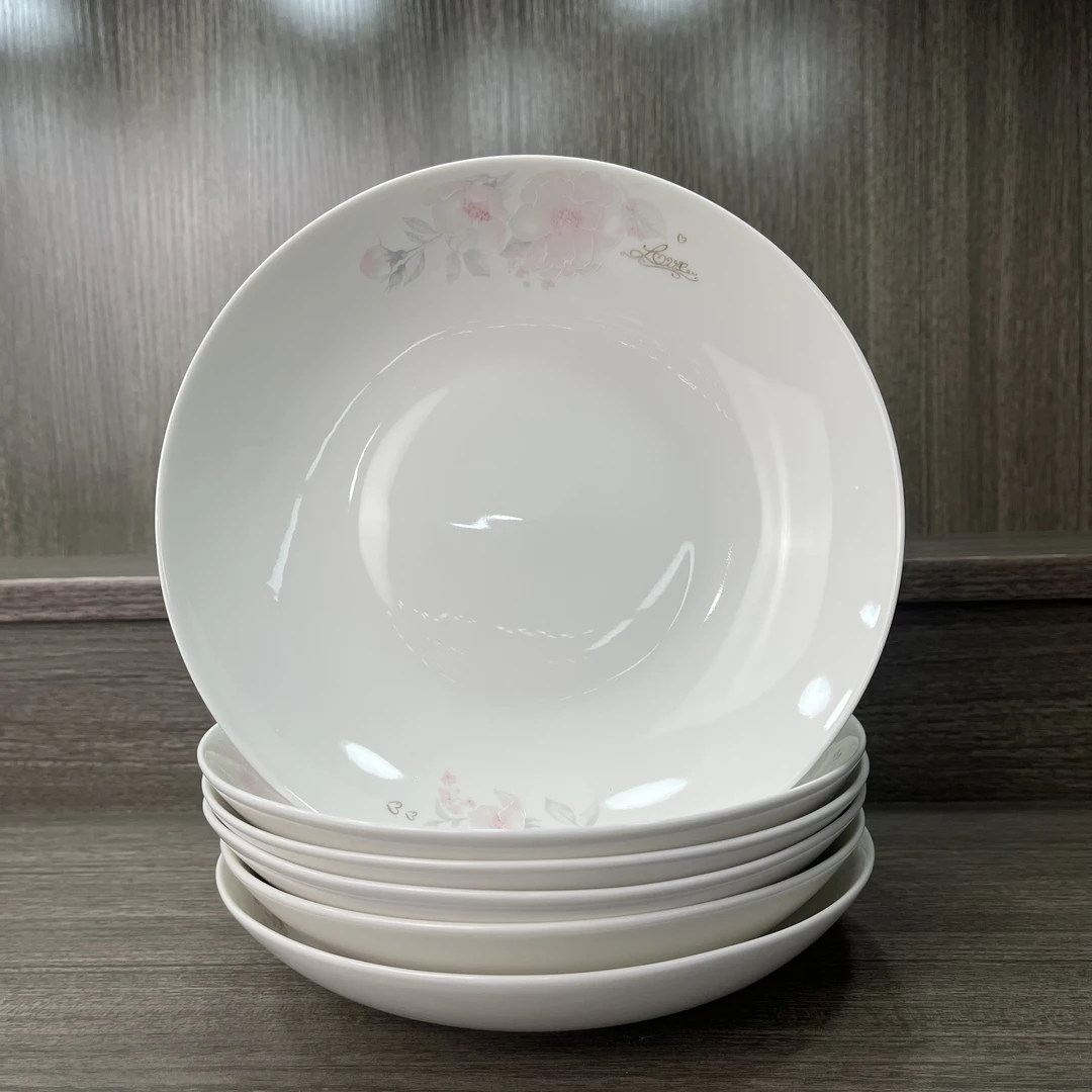 景德镇制樱花粉家用八寸饭盘家用