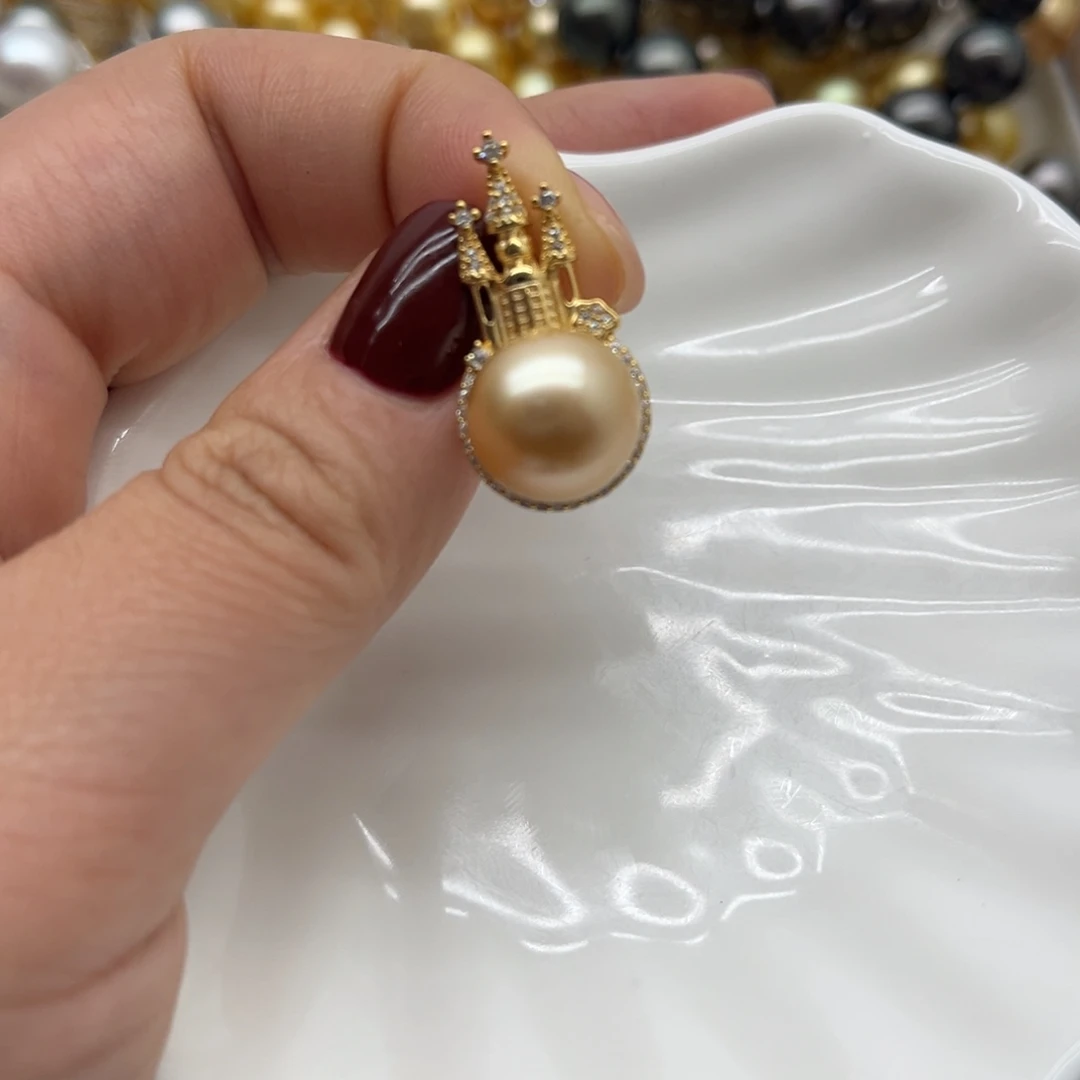 银S925镶嵌吊坠(不含链)海水珍珠