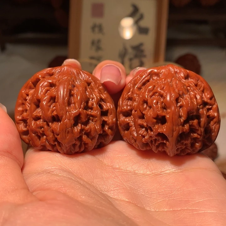 文玩核桃把件43+全品狮虎兽