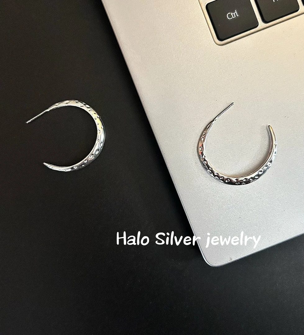 925银耳饰 《熔岩C圈》925银耳环冷淡风气质轻奢百搭小众欧美简约