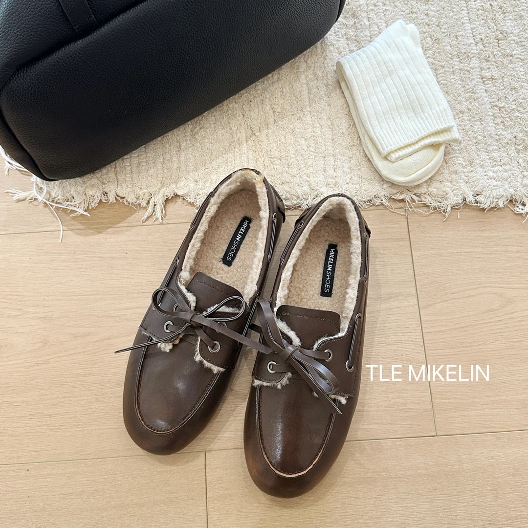 “老钱风单品”复古风加绒软底乐福鞋#5633−2A