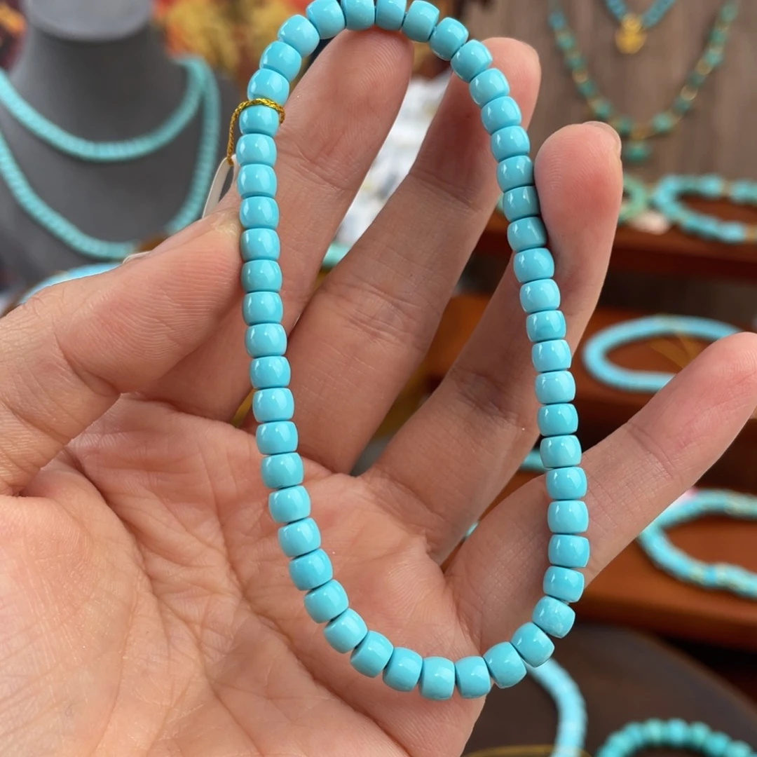 绿松石手链未镶嵌精品高蓝直切