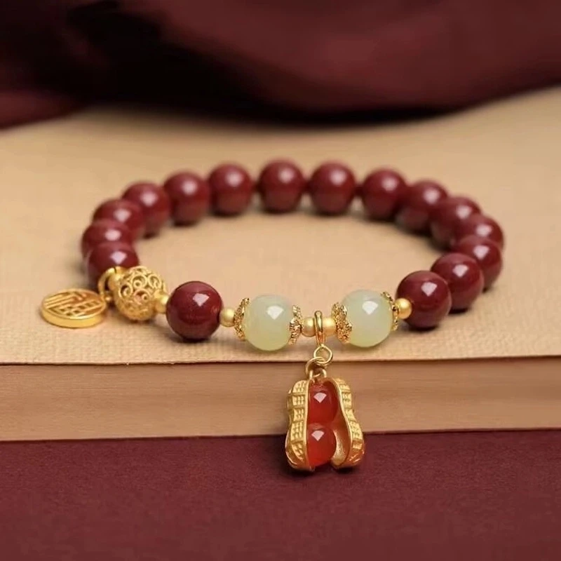 铜合金手链 好事花生手串女轻奢小众时尚手串国风本命年手链