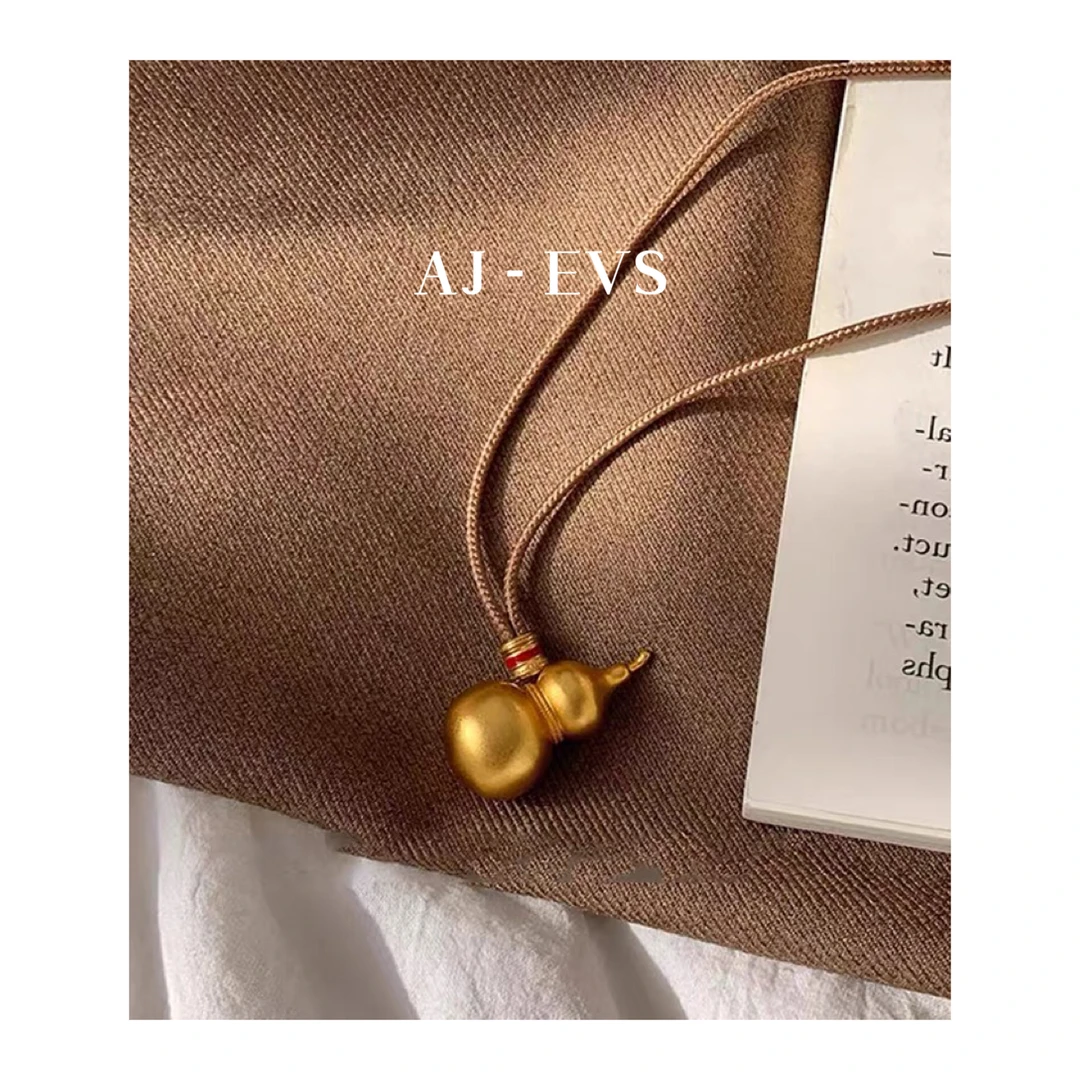 合金项链 AJ-EVS【设计师沙金色手工编制葫芦新中式时尚项链】