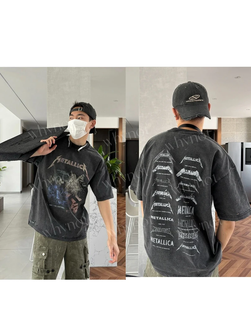 【A01-A100】百棉男女同款oversize夏季时尚潮流落肩袖T-shirt