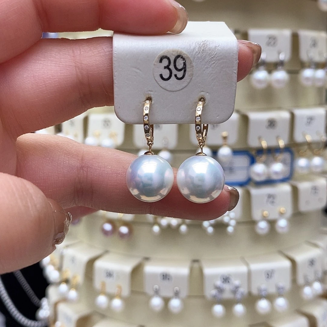 淡水珍珠耳饰18K金镶嵌