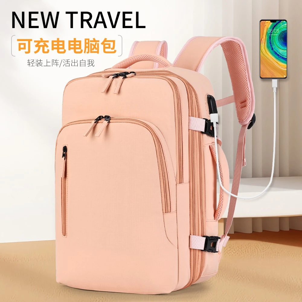 都市简约通勤风拉链男女通用双肩包潮流电脑包欧若智性风