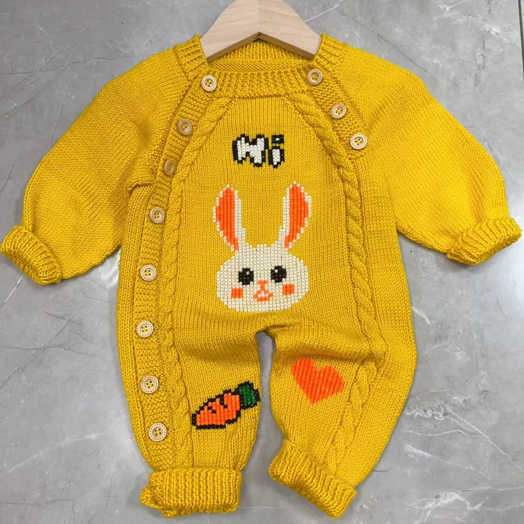 diy小白兔爬爬服材料包手编柔顺针织贴身手工针织毛衣线毛线钩织