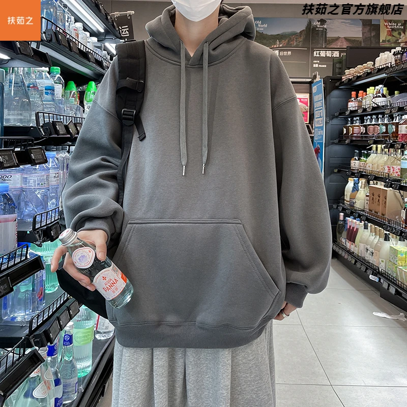 美式连帽卫衣男春秋季2025新款潮牌宽松休闲oversize重磅灰色外套