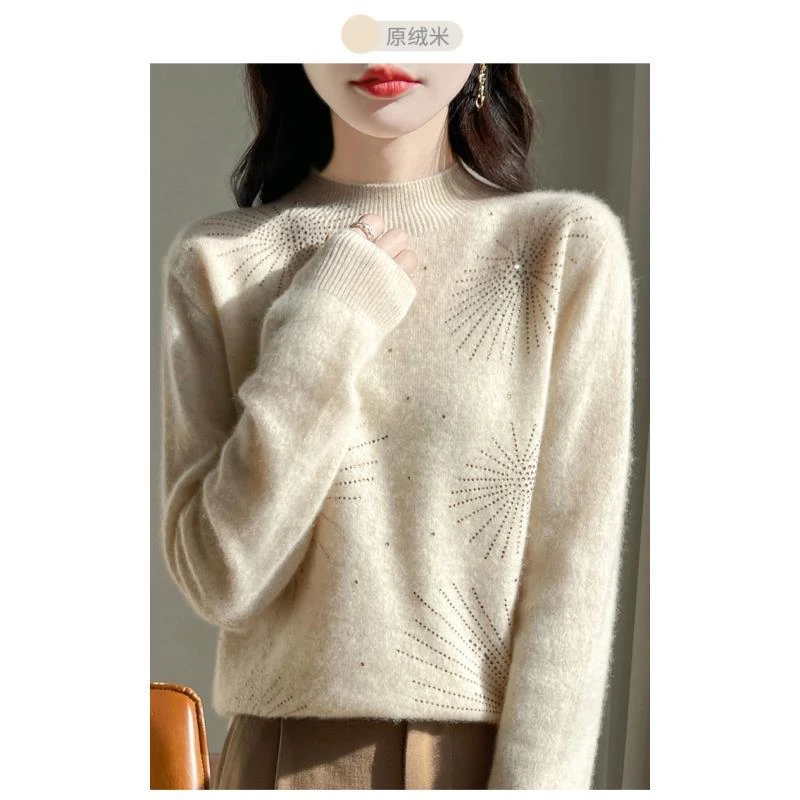 一线成衣半高领钻长袖薄款上衣D428