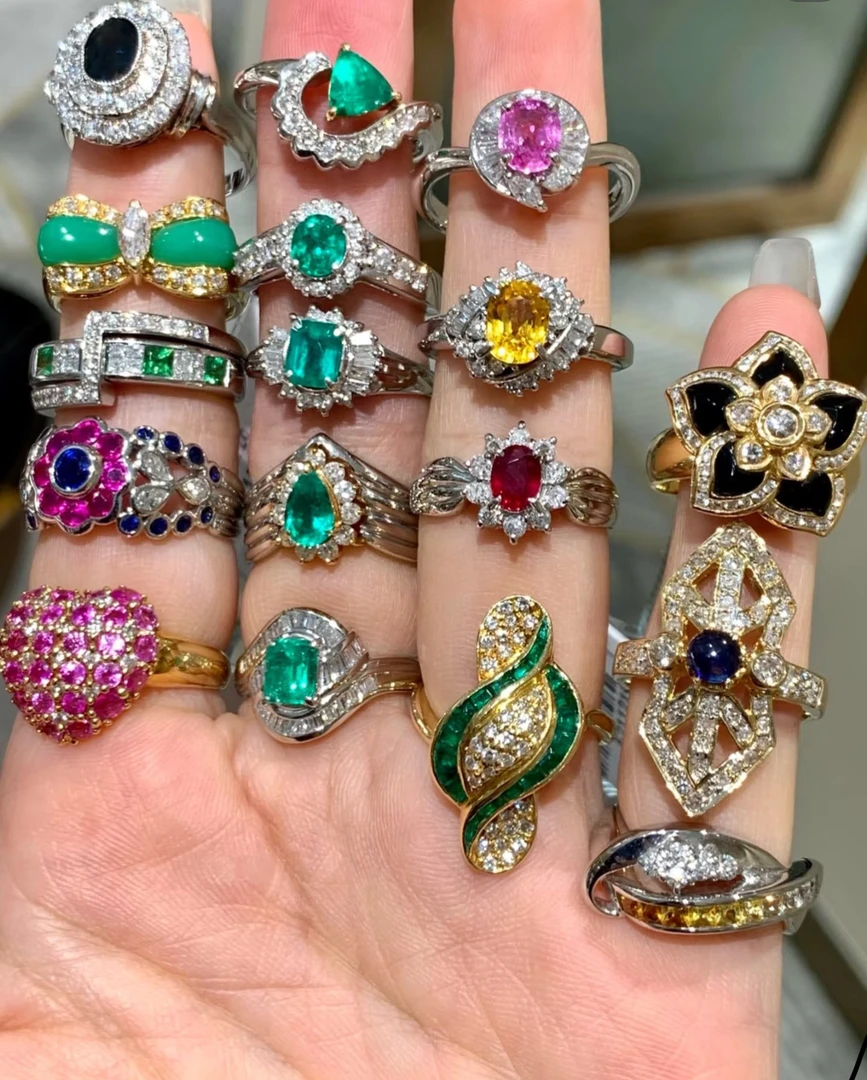 S925银 红宝 蓝宝 祖绿 可调节戒指