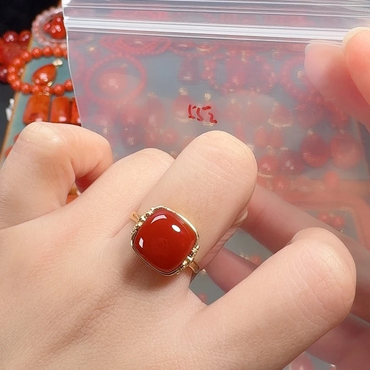 南红玛瑙银S925镶嵌戒指