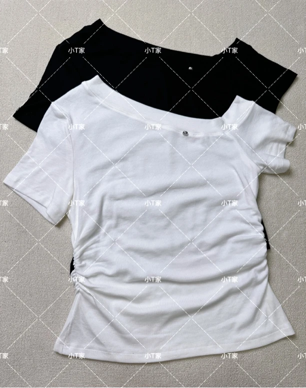 南油【小T家】气质斜肩时尚T恤