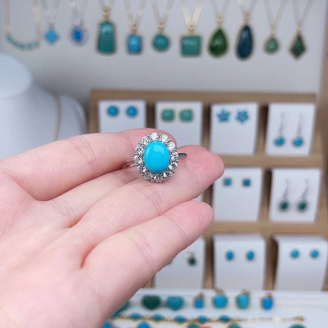 绿松石银S925镶嵌戒指