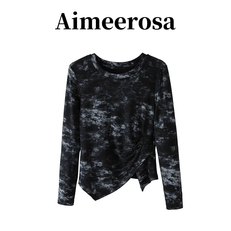 Aimeerosa/艾洛莎秋冬季微胖mm女装长袖t恤显瘦内搭打底衫上衣