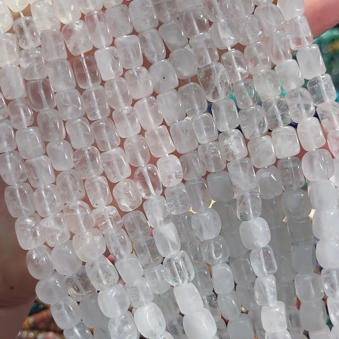 玛瑙/玉髓合金珠宝半成品白水晶方糖8x10mm一条