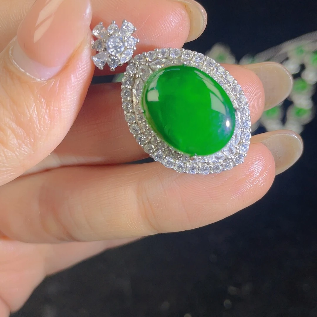 翡翠吊坠(不含链)银S925镶嵌