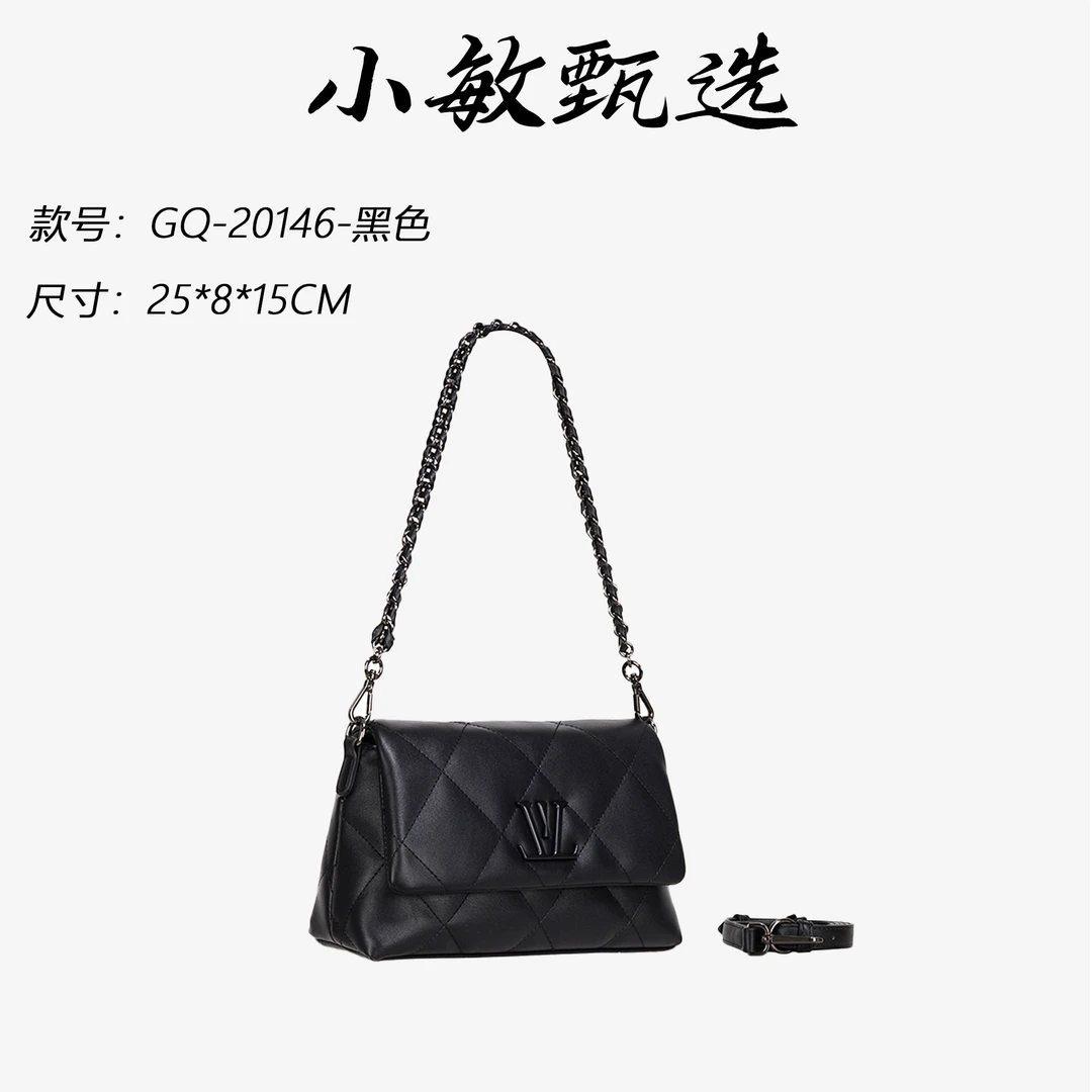 【小敏精选】渠道货GQ-20146-黑色棕夏单时尚单肩女包