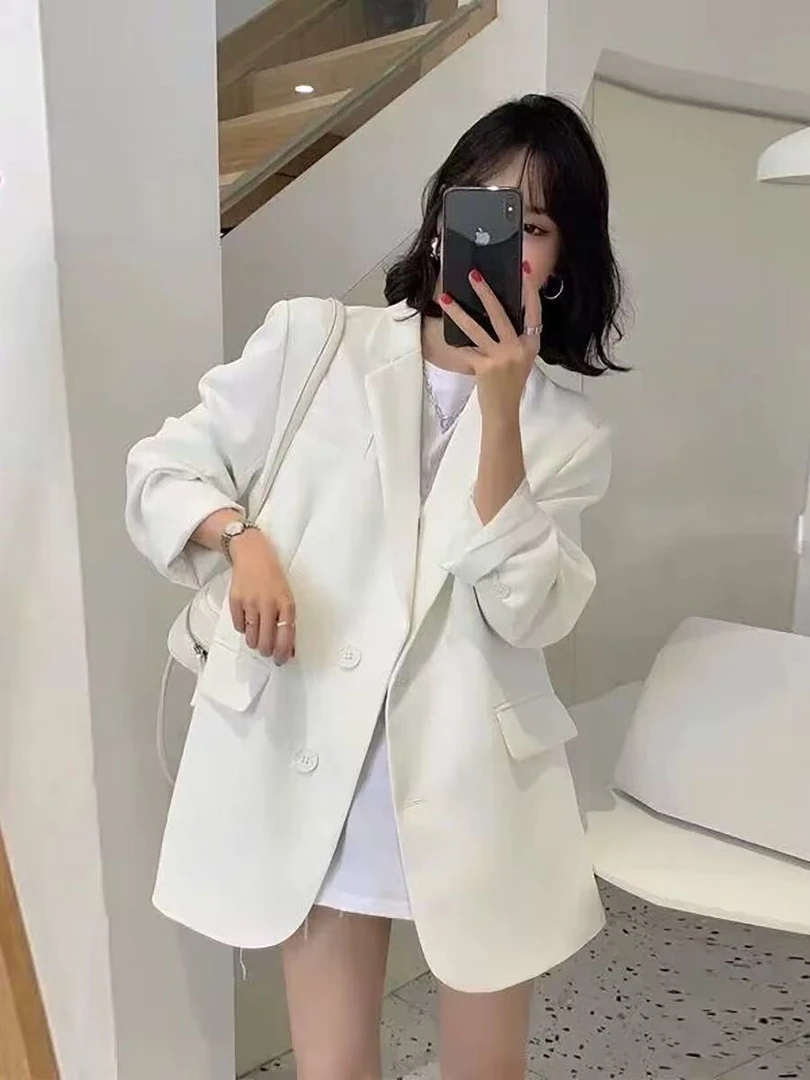 白色小西装外套女2025春秋季新款休闲小众韩系西服小个子chic上衣