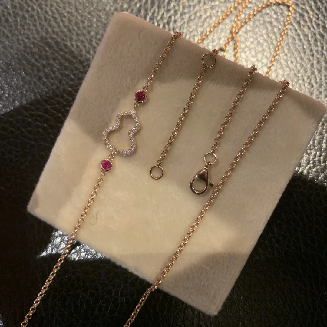 18K金葫芦万能百搭钻石项链 50cm