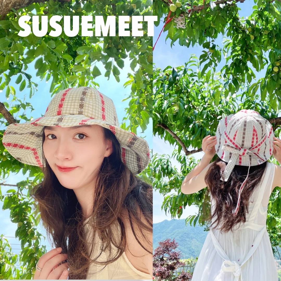 小吉纹理文艺帽子 女士户外太阳帽遮阳防晒帽百搭休闲时尚遮阳帽