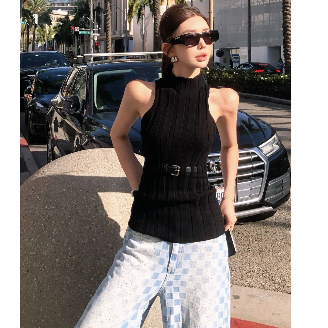 婉君【大王背心】夏季时尚无袖修身针织休闲背心上衣LWJ25B2T1739