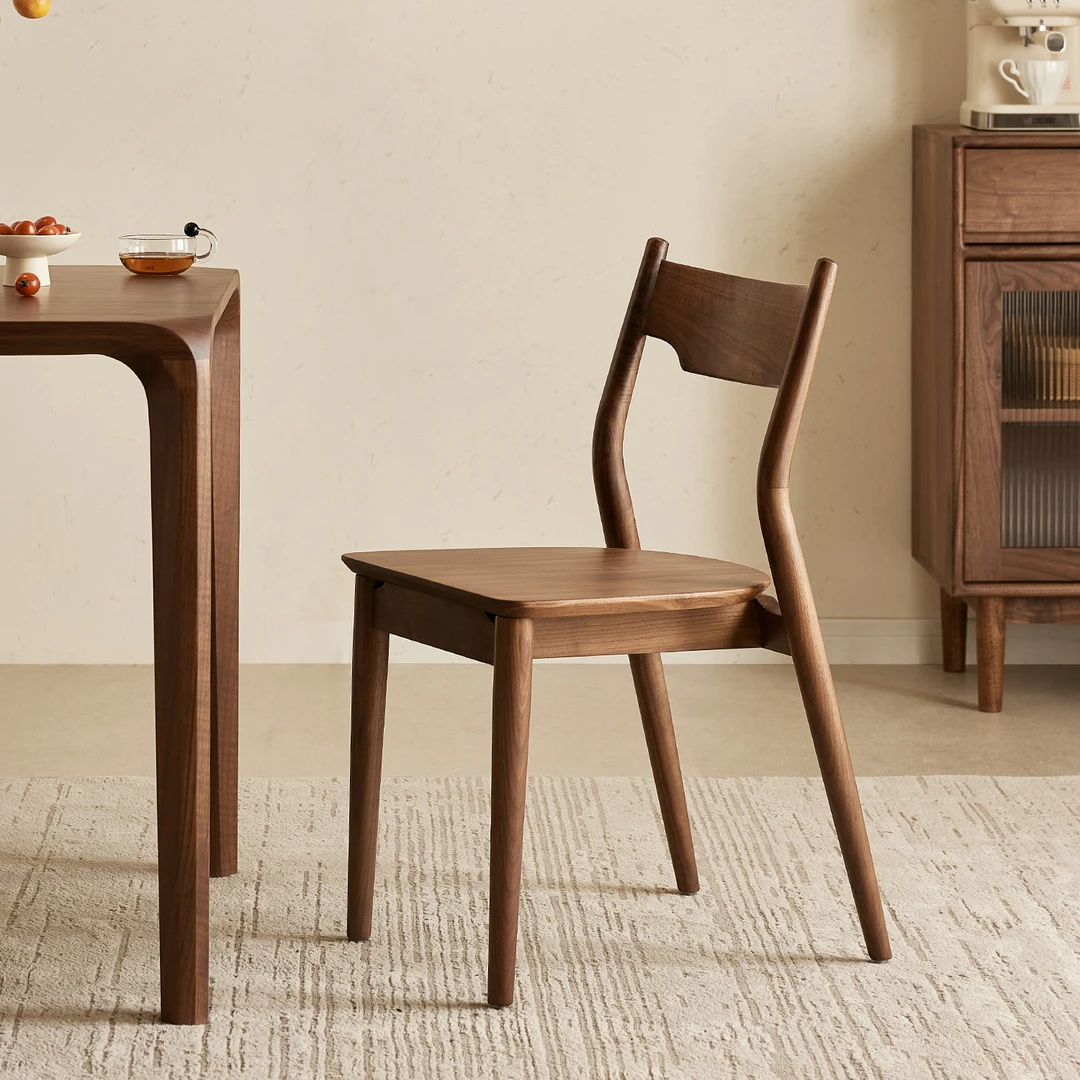 当途北美黑胡桃木餐椅实木家用餐厅设计师椅子