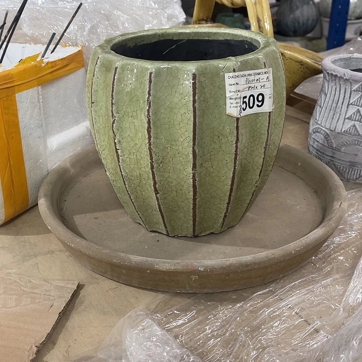 秒***商509黄绿条纹盆11111