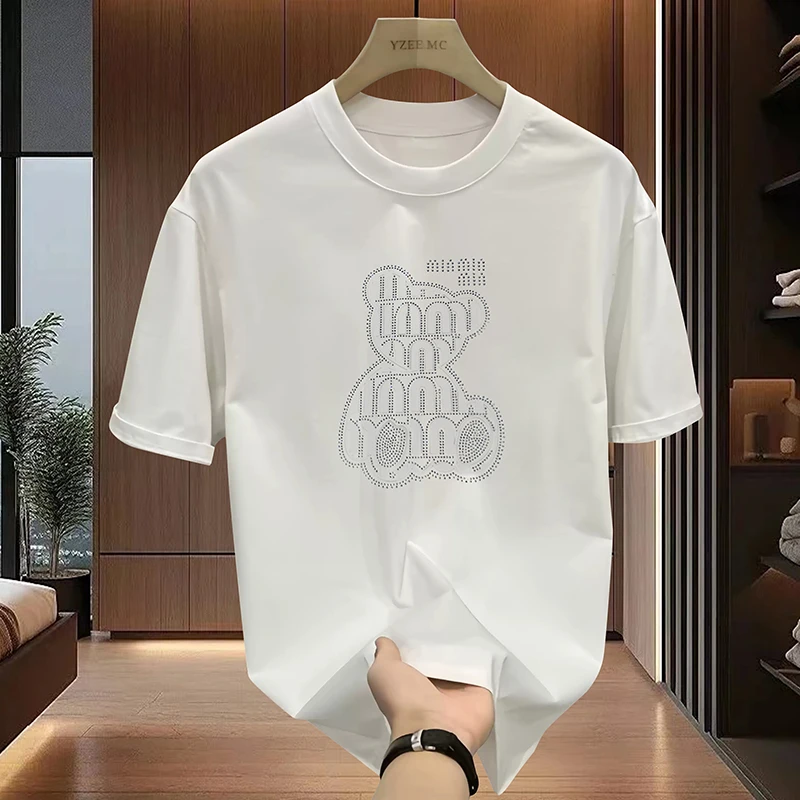 【轻奢男装-镶钻小熊】T2046夏季新款时尚设计师潮流休闲百搭T恤