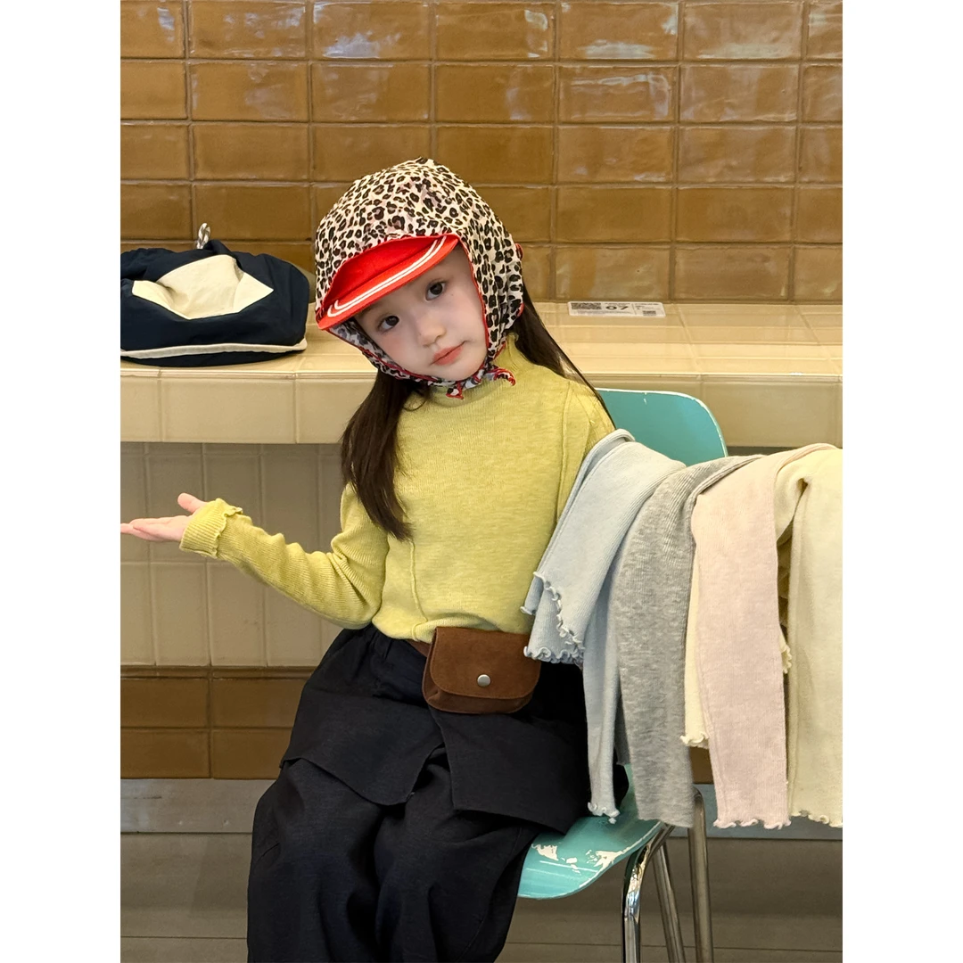 LJ-72305-TBB童装女童毛衣2025秋季新款韩版木耳边打底